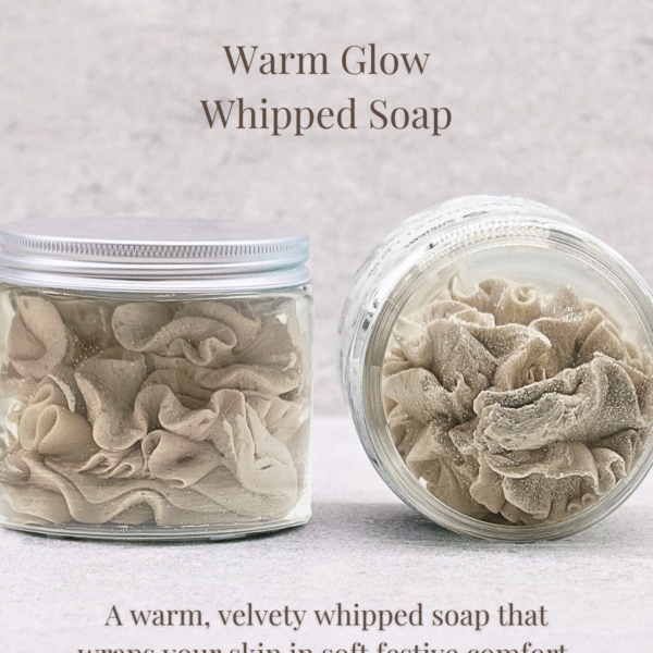 Warm Glow Whipped Soap with gingerbread-inspired scent and whipped texture